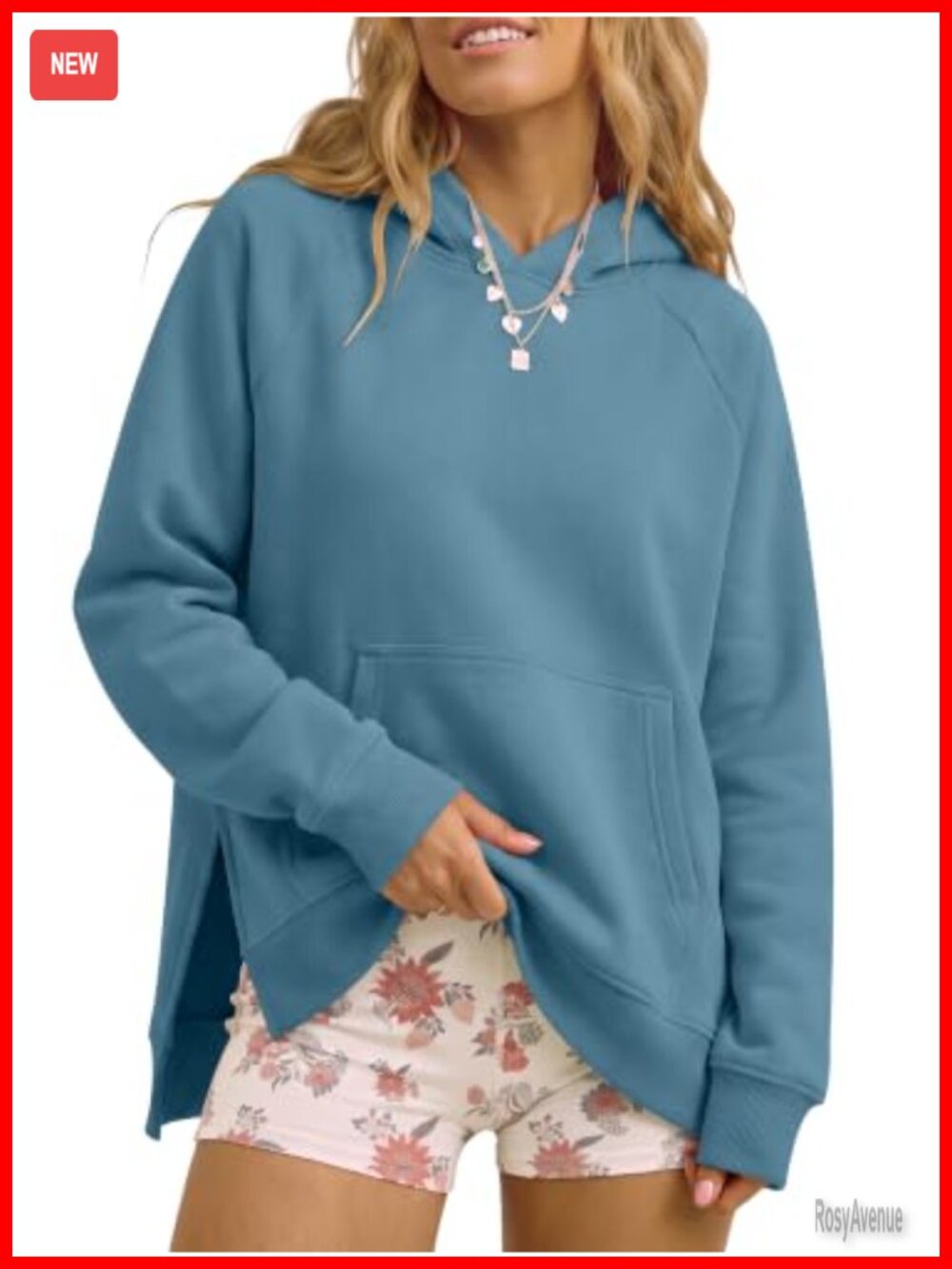 Oversized Hoodie Slit Side Pullover Sweatshirt Fleece Long Sleeve